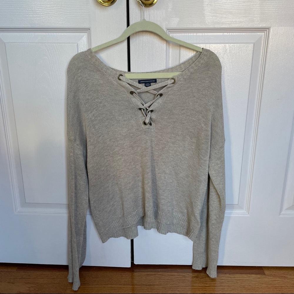 Lace- Up Sweater